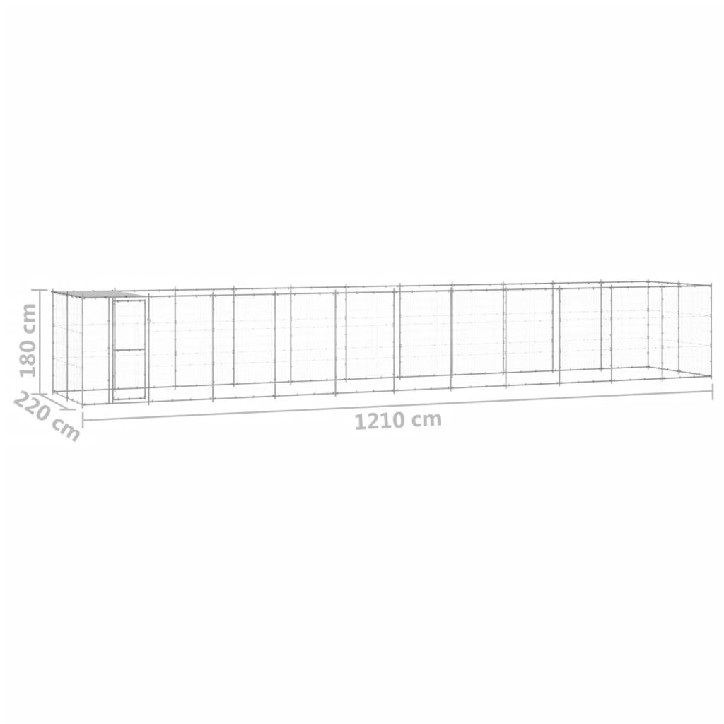 Lauko voljeras šunims su stogu, galvanizuotas plienas, 26,62m²