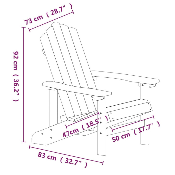 Sodo Adirondack kėdės su staliuku, baltos spalvos, HDPE