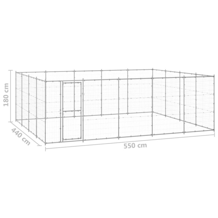 Lauko voljeras šunims, galvanizuotas plienas, 24,2m²