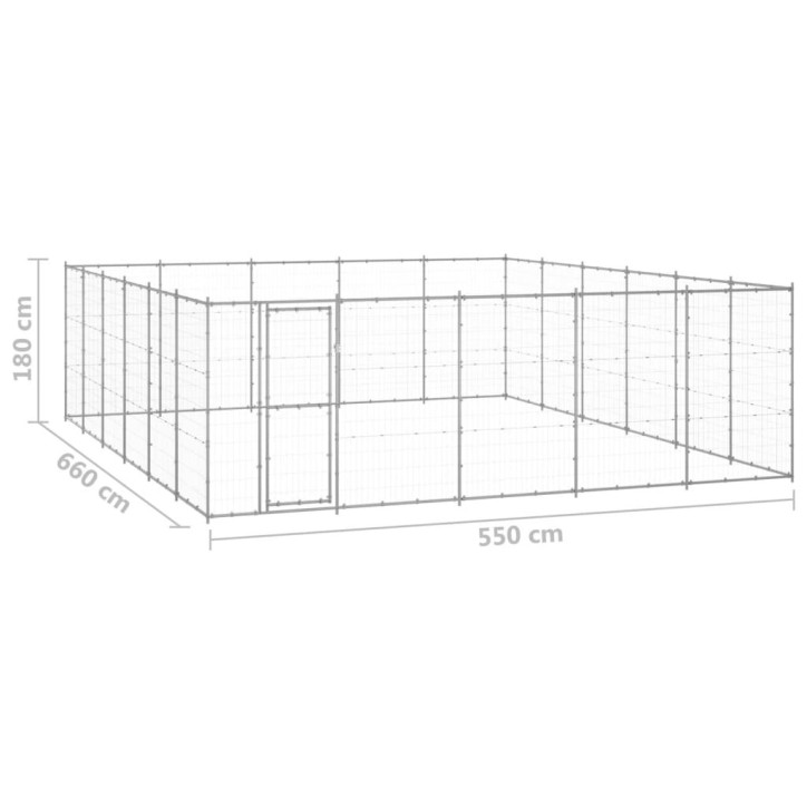 Lauko voljeras šunims, galvanizuotas plienas, 36,3m²