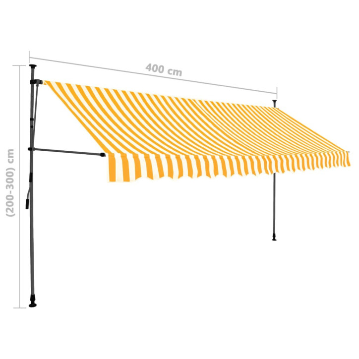 Rankinė ištraukiama markizė su LED, balta ir oranžinė, 400cm