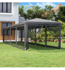 Proginė palapinė su 10 tinklinių sienų, antracito, 3x12m, HDPE