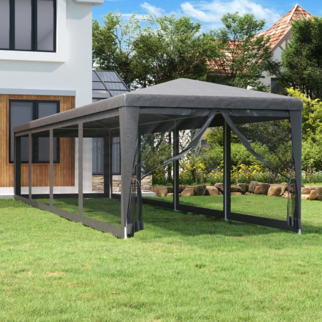 Proginė palapinė su 10 tinklinių sienų, antracito, 3x12m, HDPE