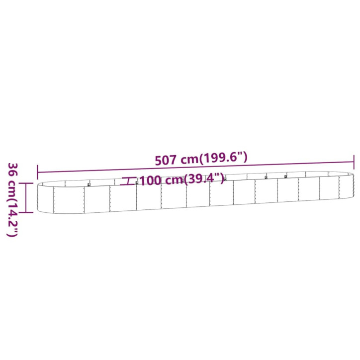 Sodo lovelis, pilkas, 507x100x36cm, plienas