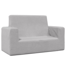 Dvivietė vaikiška sofa, šviesiai pilka, minkštas pliušas