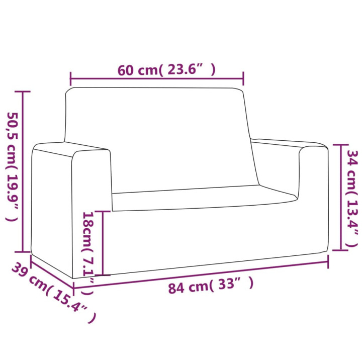 Dvivietė vaikiška sofa, šviesiai pilka, pliušas, su žvaigždėmis