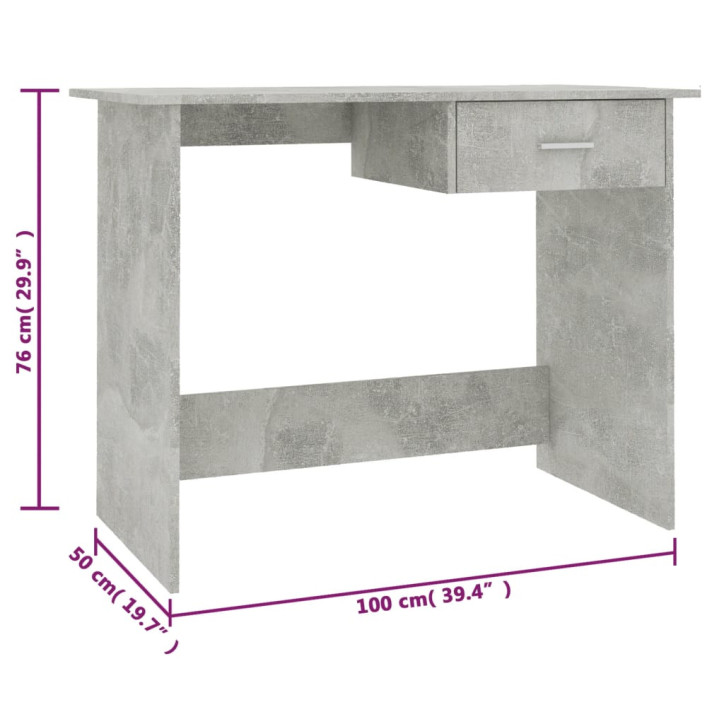 Rašomasis stalas, betono pilkos spalvos, 100x50x76cm, MDP