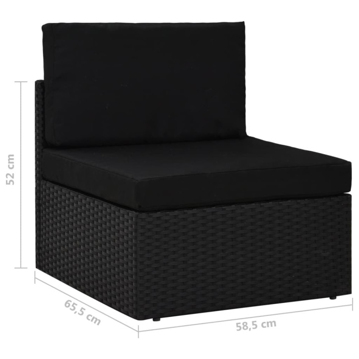 Modulinė trivietė sofa, juodos spalvos, poliratanas