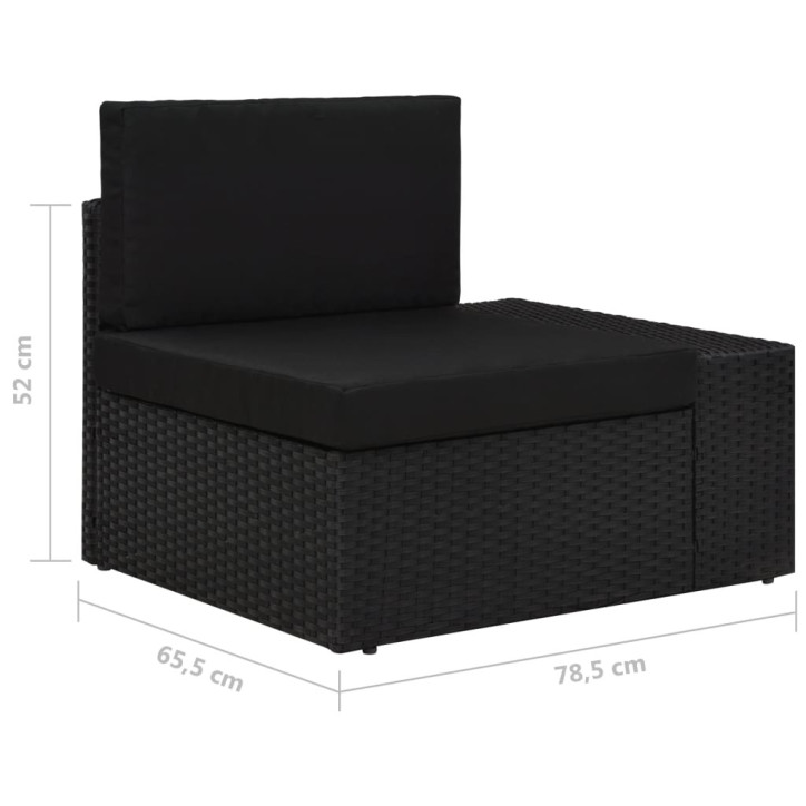 Modulinė trivietė sofa, juodos spalvos, poliratanas