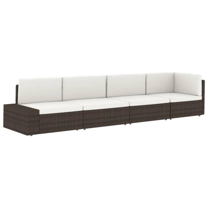 Modulinė trivietė sofa, juodos spalvos, poliratanas