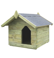Sodo šuns būda su atidaromu stogu, impregnuota pušies med.