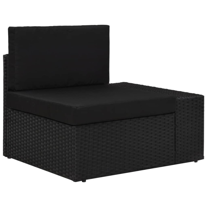 Modulinė kampinė sofa su porankiu kairėje, juoda, poliratanas