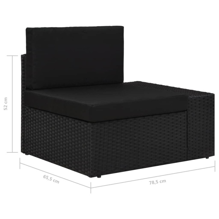 Modulinė kampinė sofa su porankiu kairėje, juoda, poliratanas