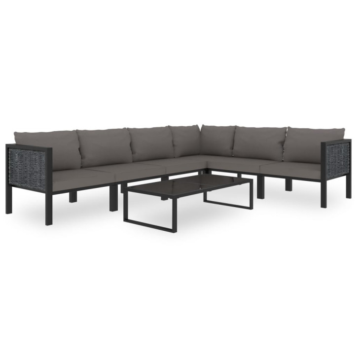 Modulinė sofa su pagalvėle, antracito spalvos, poliratanas