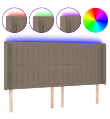 Galvūgalis su LED, taupe spalvos, 203x16x118/128cm, audinys