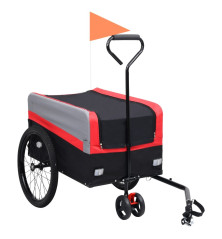 Krovininė dviračio priekaba-vežimėlis, raudona/pilka/juoda, 2-1