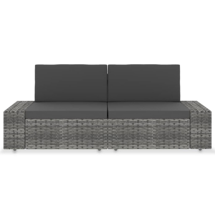 Modulinė dvivietė sofa, pilkos spalvos, poliratanas