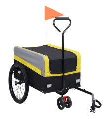 Krovininė dviračio priekaba-vežimėlis, geltona/pilka/juoda, 2-1