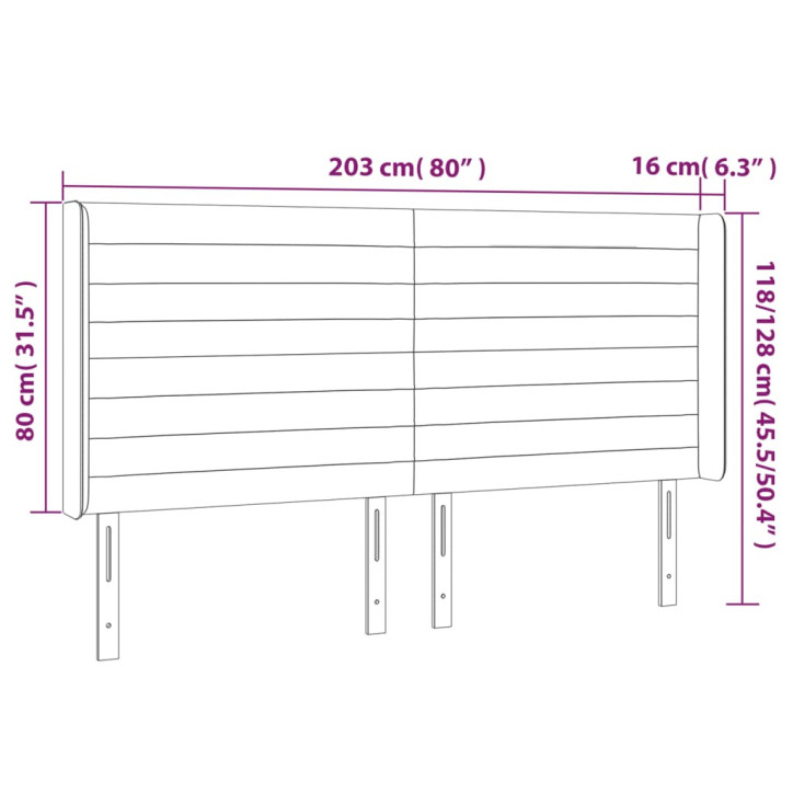 Galvūgalis su LED, tamsiai rudos spalvos, 203x16x118/128cm