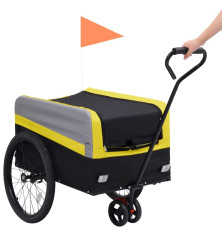Krovininė dviračio priekaba-vežimėlis, geltona/pilka/juoda, 2-1