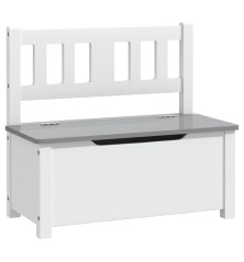 Vaikiškas suoliukas-daiktadėžė, baltas/pilkas, 60x30x55cm, MDF