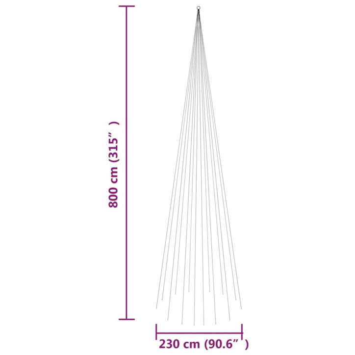 Kalėdų eglutė ant vėliavos stiebo, 800cm, 1134 mėlynos LED