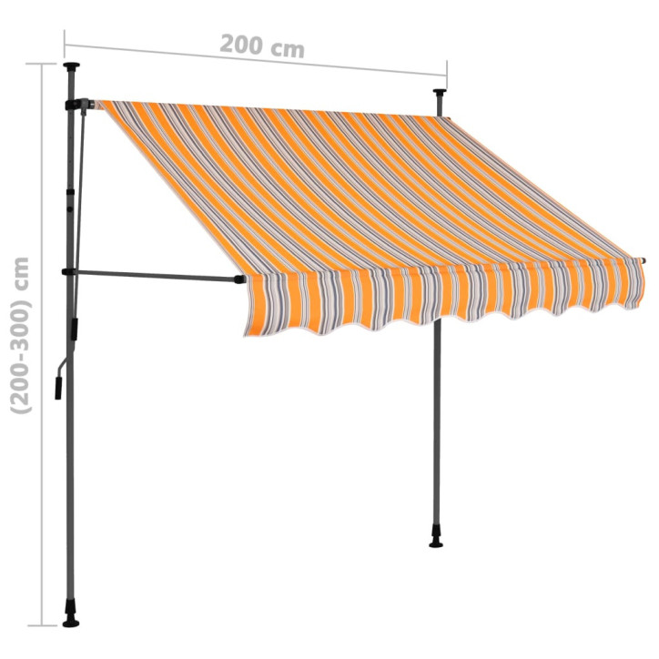 Rankinė ištraukiama markizė su LED, geltona ir mėlyna, 200cm