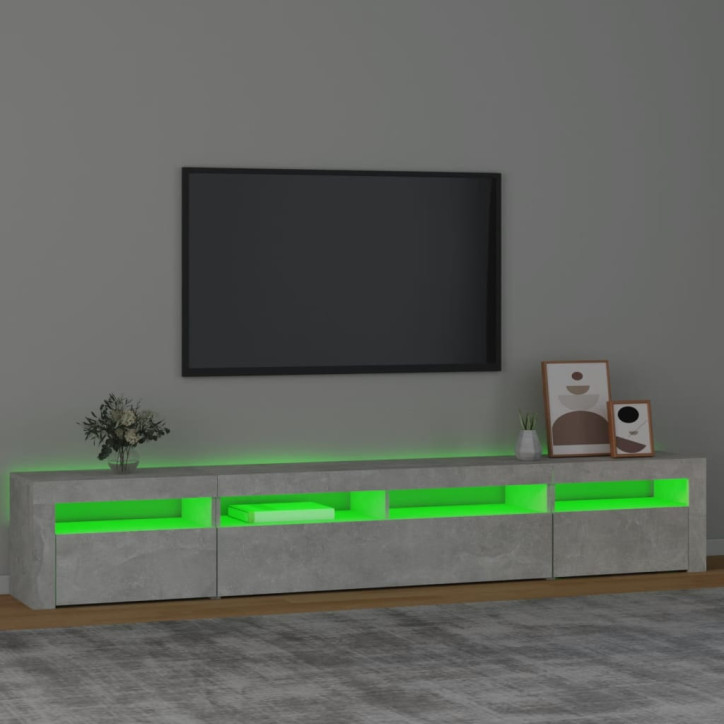 TV spintelė su LED apšvietimu, betono pilka, 240x35x40cm