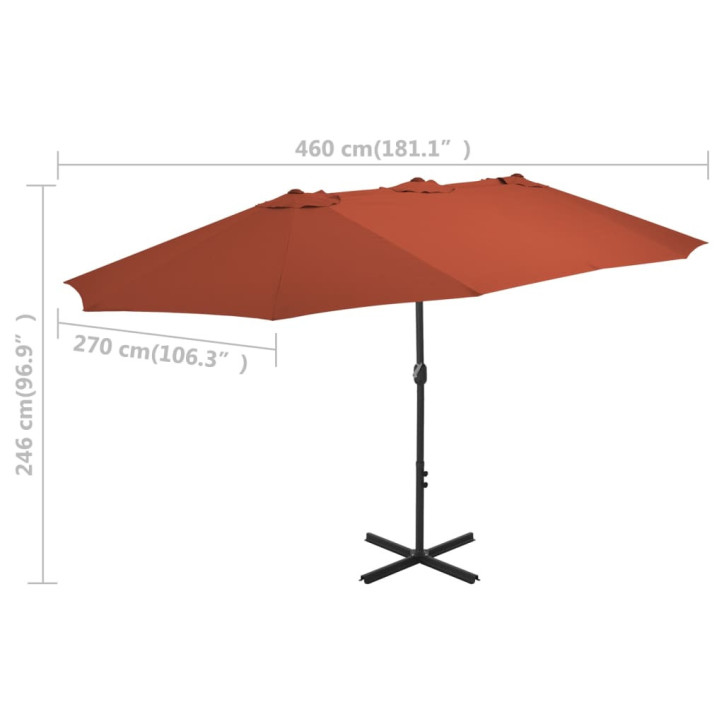 Lauko skėtis su aliuminio stulpu, terakota sp., 460x270 cm