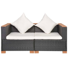 Sodo sofa, juoda, poliratanas