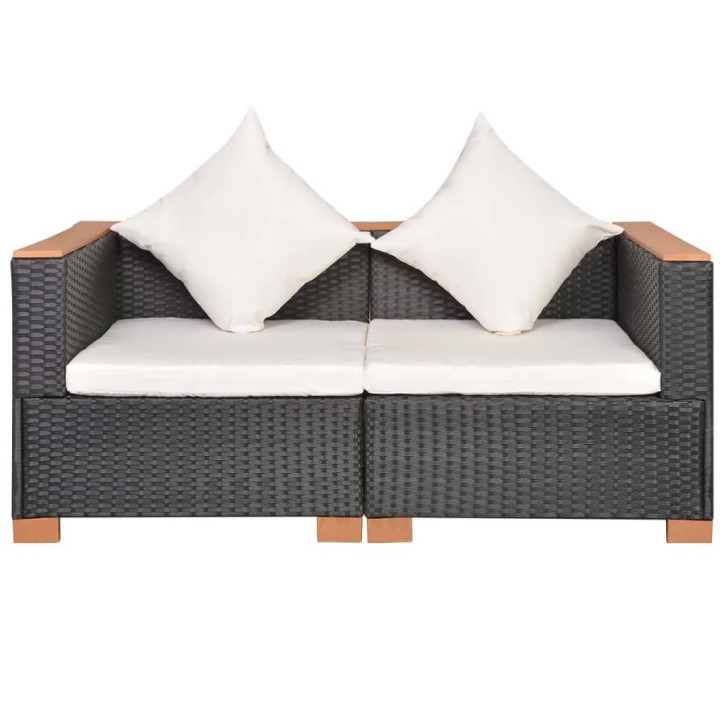 Sodo sofa, juoda, poliratanas