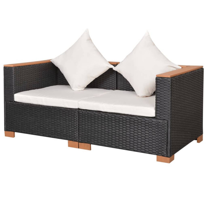 Sodo sofa, juoda, poliratanas