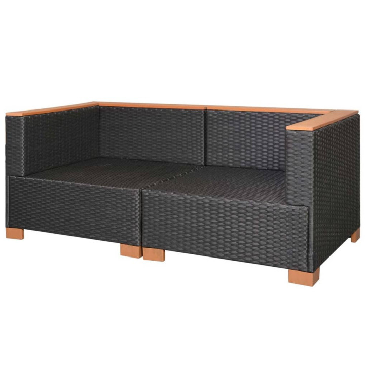 Sodo sofa, juoda, poliratanas