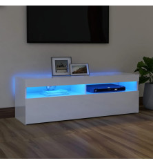 TV spintelė su LED apšvietimu, balta, 120x35x40cm, blizgi