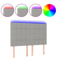 Galvūgalis su LED, šviesiai pilkas, 144x5x118/128cm, audinys