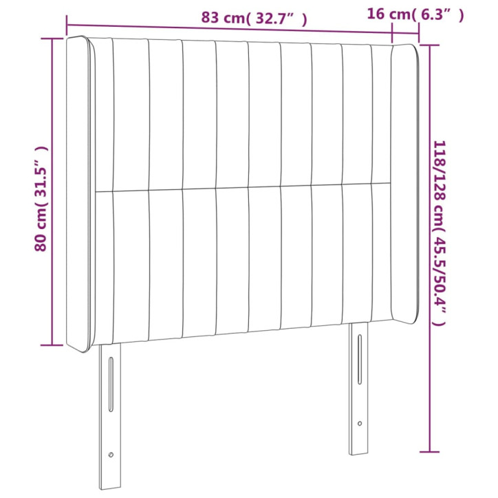 Galvūgalis su LED, tamsiai pilkas, 83x16x118/128cm, aksomas