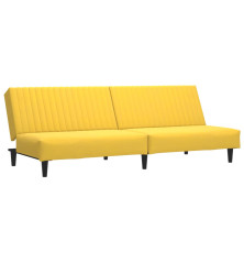 Dvivietė sofa-lova, geltonos spalvos, aksomas