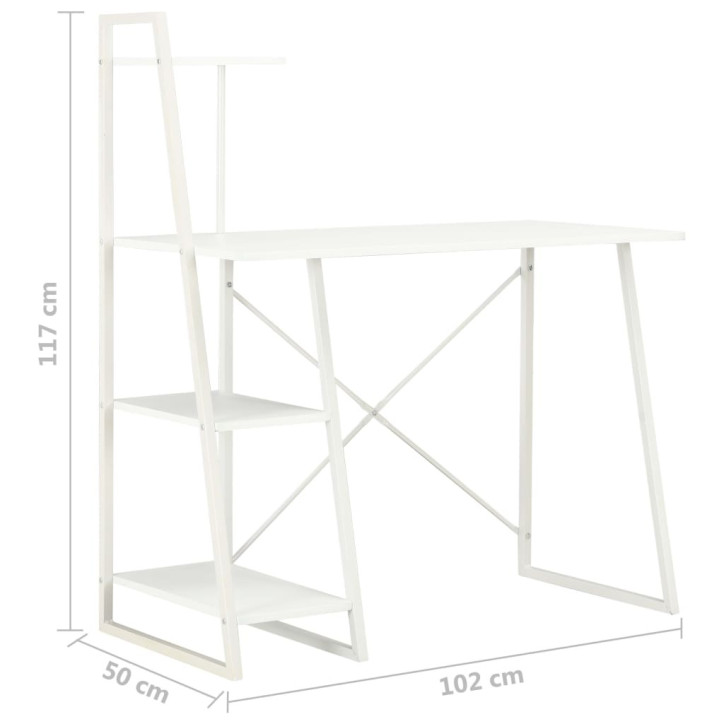 Stalas su lentyna, baltos spalvos, 102x50x117cm