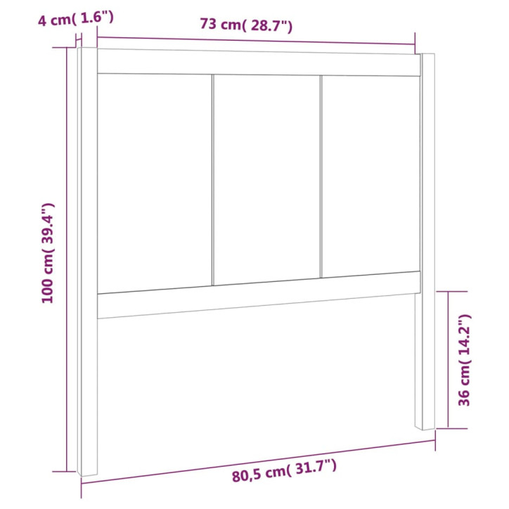 Lovos galvūgalis, pilkas, 80,5x4x100cm, pušies medienos masyvas