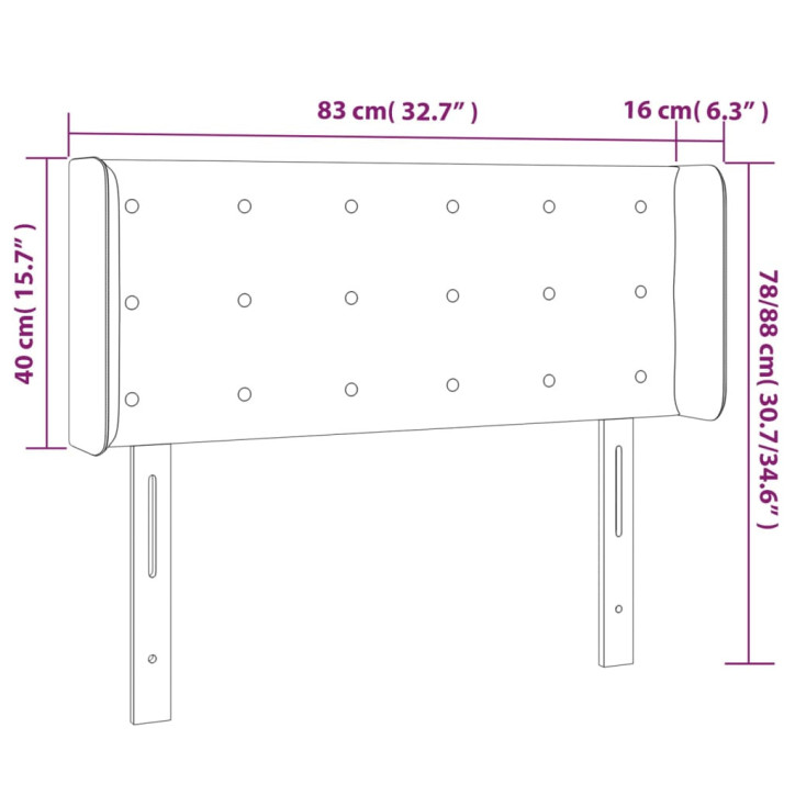 Galvūgalis su LED, tamsiai mėlynas, 83x16x78/88cm, aksomas