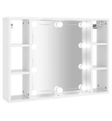 Veidrodinė spintelė su LED, balta, 76x15x55cm, blizgi