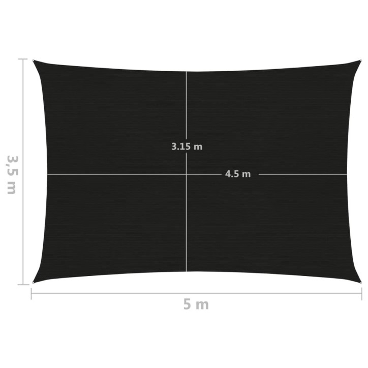 Uždanga nuo saulės, juodos spalvos, 3,5x5m, HDPE, 160g/m²