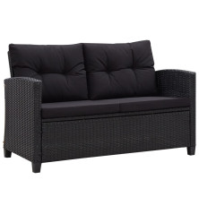 Dvivietė sodo sofa su pagalvėlėmis, juoda, 124cm, poliratanas