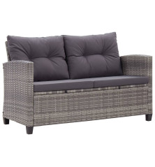 Dvivietė sodo sofa su pagalvėlėmis, pilka, 124cm, poliratanas