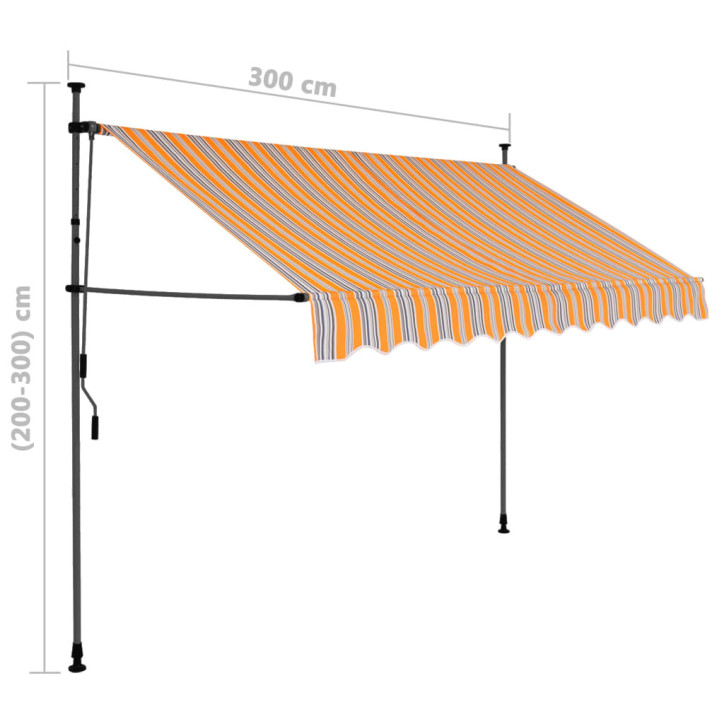 Rankinė ištraukiama markizė su LED, geltona ir mėlyna, 300cm