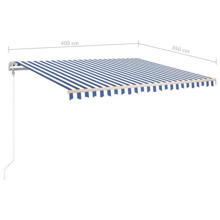 Rankiniu būdu ištraukiama markizė, mėlyna ir balta, 4x3,5m