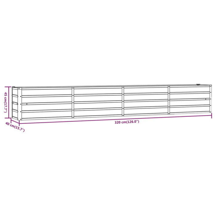 Sodo lovelis, pilkas, 320x40x45cm, plienas