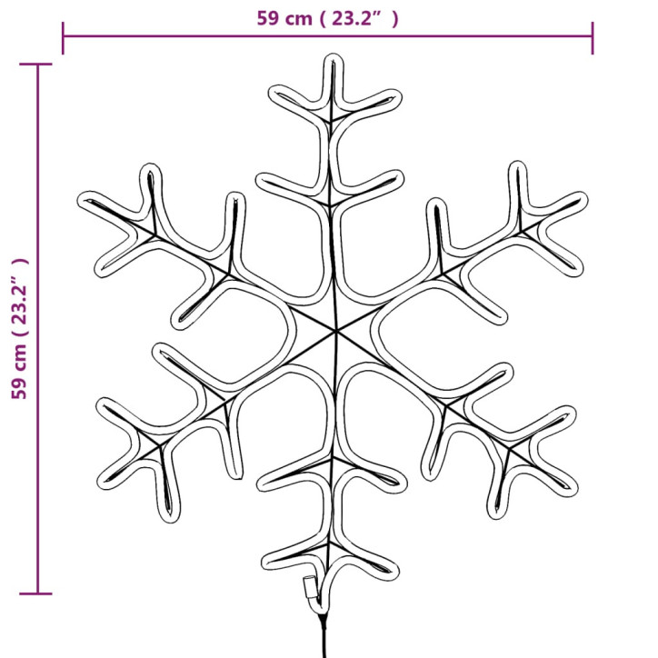 Kalėdinė dekoracija snaigė su 144 šiltomis LED, 59x59cm