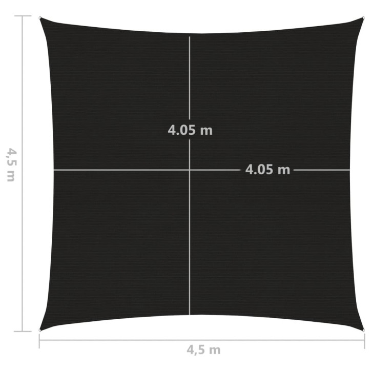 Uždanga nuo saulės, juodos spalvos, 4,5x4,5m, HDPE, 160g/m²