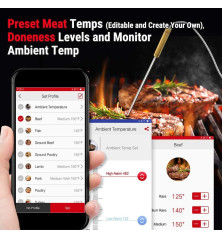 ThermoPro TP25 bevielis Bluetooth skaitmeninis maisto termometras su 4 spalvotais zondais